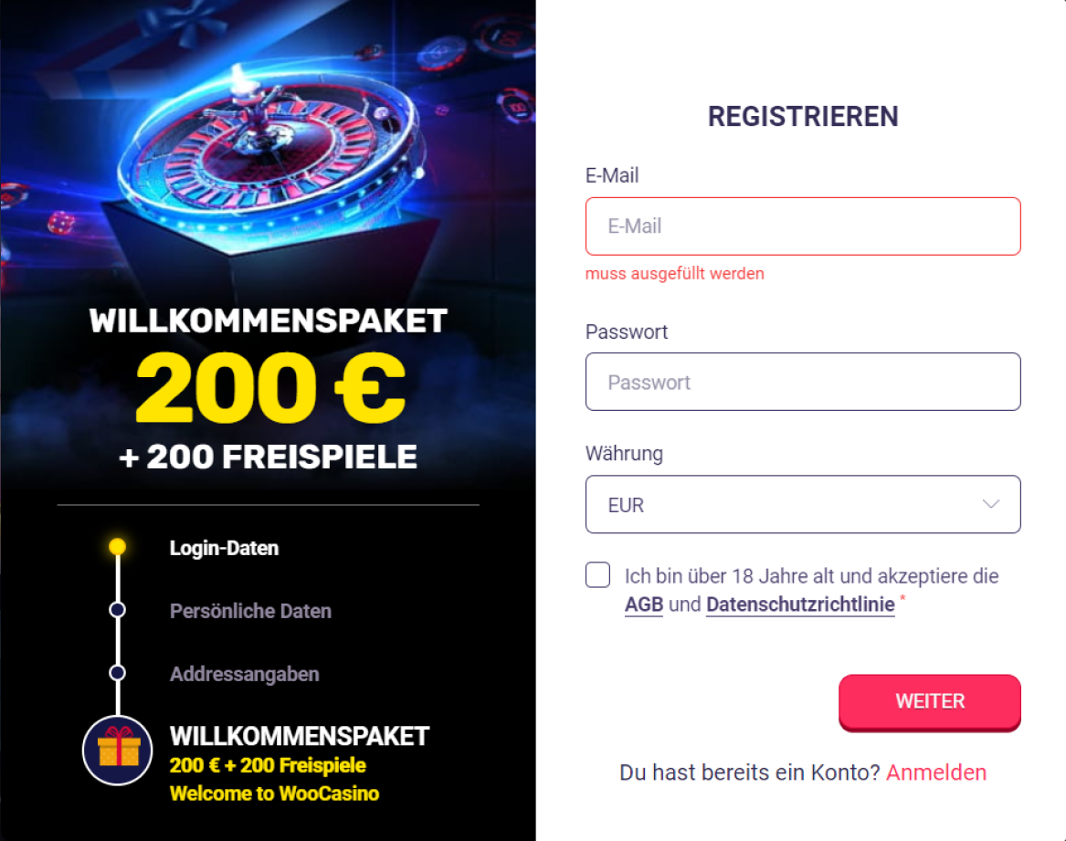 Woo CASINO Registrierung WOO Casino Registrierung